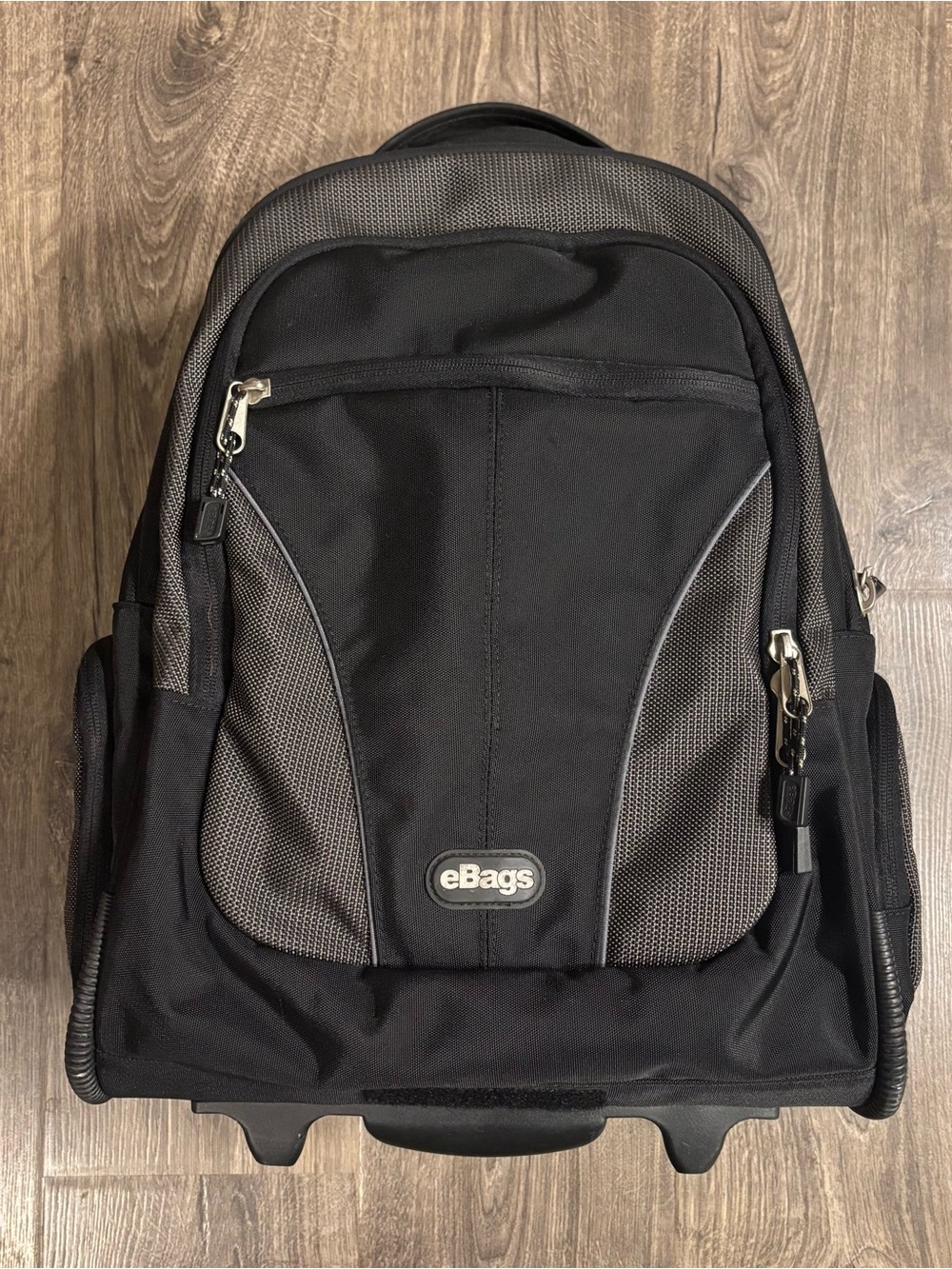 eBags Full Size Black Convertible Rolling Backpack Travel Luggage Carry-on
